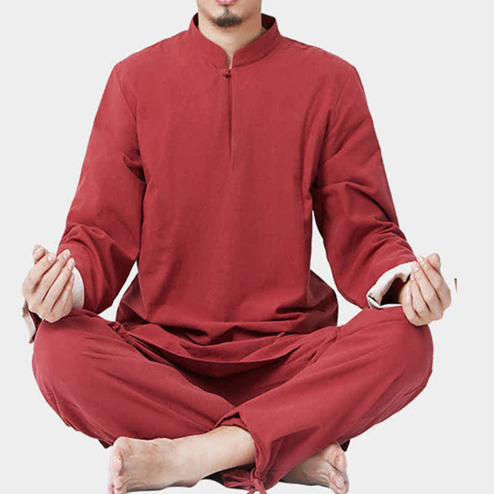 Spiritual Zen Meditation Yoga Prayer Practice Cotton Linen Clothing Men's Set