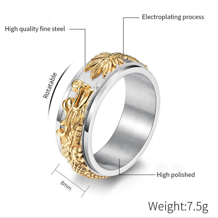 Buddha Stones Dragon Titanium Steel Stimulation Rotatable Ring - image 15