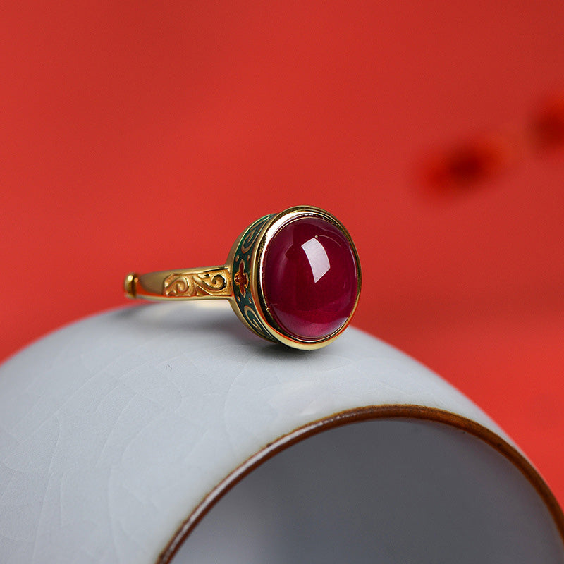 Buddha Stones 925 Sterling Silver Red Corundum Courage Ring - image 7