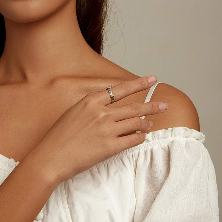 Buddha Stones 925 Sterling Silver Hamsa Symbol Zircon Adjustable Ring - image 2