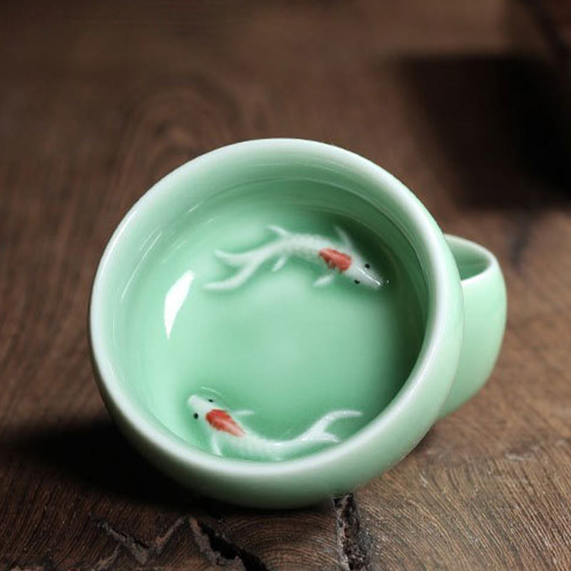 Buddha Stones Colorful Koi Fish Ceramic Teacup Kung Fu Tea Cup Bowl - image 20