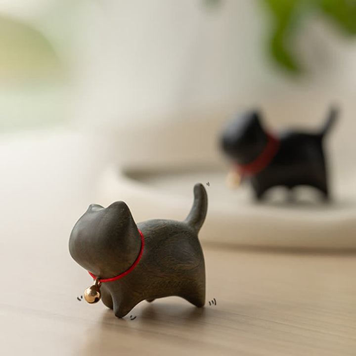 Buddha Stones Green Sandalwood Small Leaf Red Sandalwood Cute Cat Animals Soothing Peace Decoration - image 6