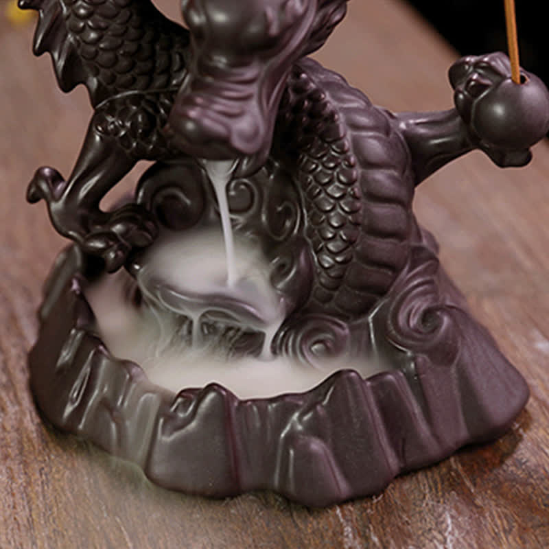 Auspicious Dragon Ceramic Backflow Smoke Fountain Meditation Healing Incense Burner Led Ball Decoration - image 15