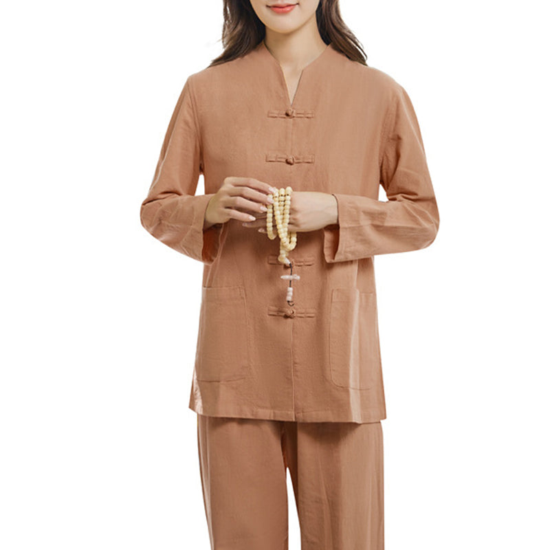 Spiritual Zen Practice Yoga Meditation Prayer Uniform Cotton Linen Clothing Women's Set