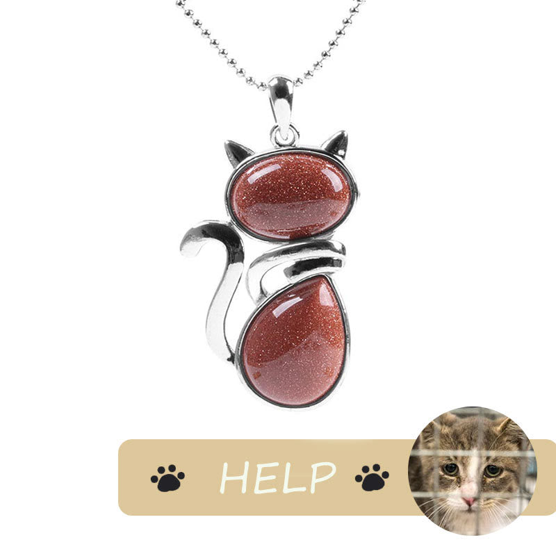 "Save A Cat" Cute Cat Pattern Natural Crystal Protection Cat-Loving Pendant Necklace - image 22