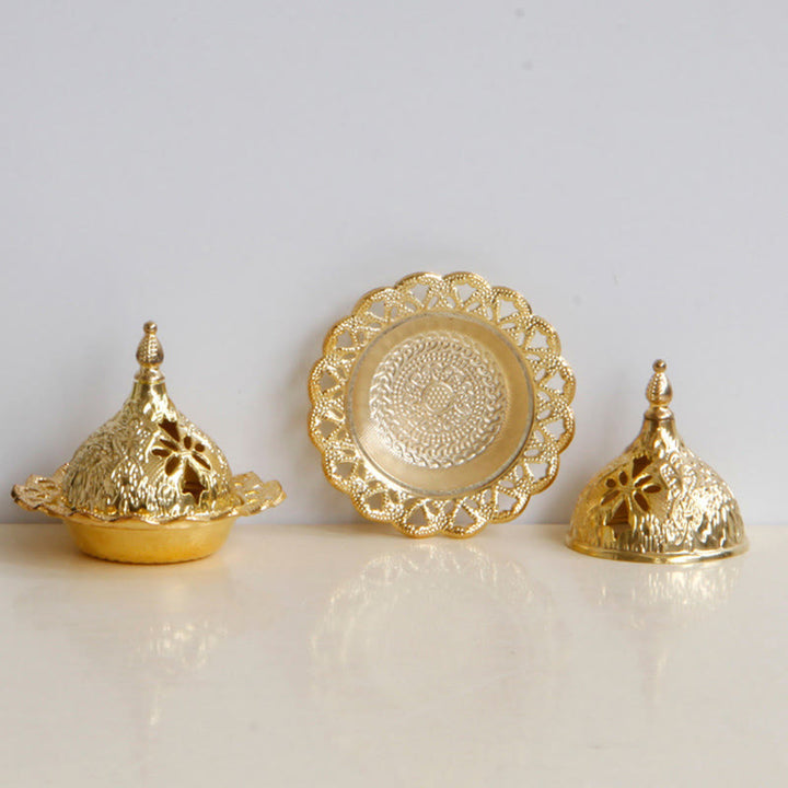 Tibetan Gold Mini Meditation Incense Burner - image 3