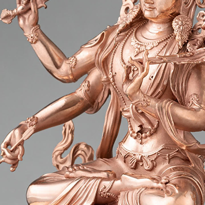 Four-armed Manjusri Bodhisattva Figurine Serenity Copper Statue Decoration - image 7