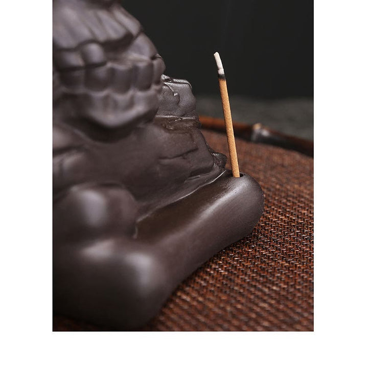 Buddha Stones Halloween Skull Head Purple Clay Healing Incense Burner Decoration - image 7