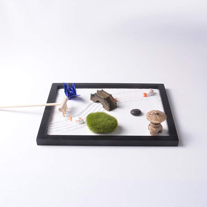 Koi Fish Small Bridge Grass Landscape Peace Meditation Zen Garden Decoration - image 2