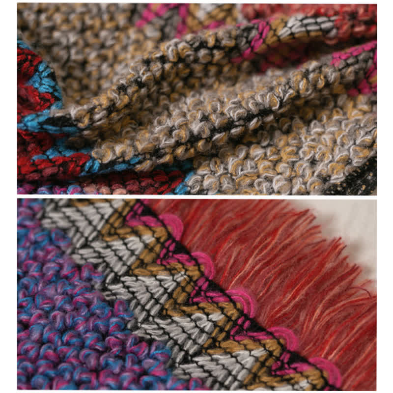 Buddha Stones Tibetan Shawl Warm Cloak Tibetan Tassel Scarf - image 19