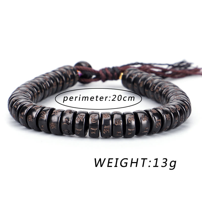 Buddha Stones Tibetan Coconut Shell Beads Engraved Om Mani Padme Hum Mantra Positive String Bracelet - image 6