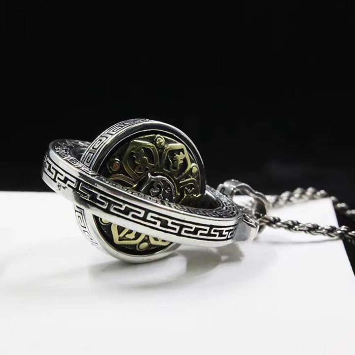 Buddha Stones Tibetan Om Mani Padme Hum Double Dorje Vajra Rotatable Purity Peace Necklace Pendant - image 3