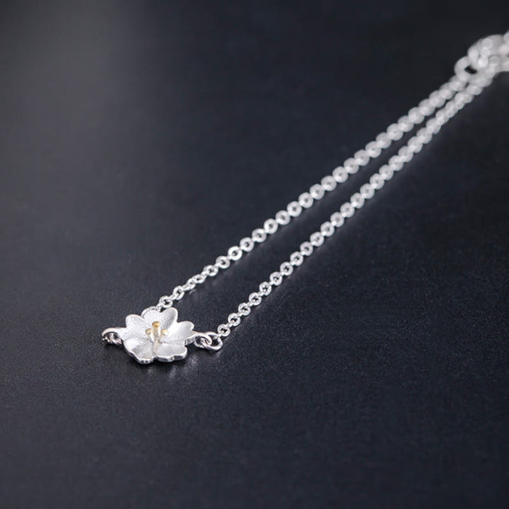 Buddha Stones 925 Sterling Silver Cherry Blossom Blessing Chain Bracelet - image 4