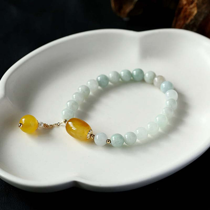 Buddha Stones Natural White Jade Agate Protection Bracelet