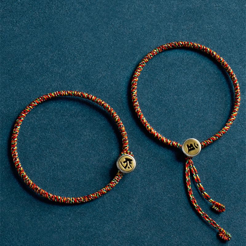 Buddha Stones Handmade 925 Sterling Silver Chinese Zodiac Natal Buddha Protection Colorful Rope Bracelet - image 1