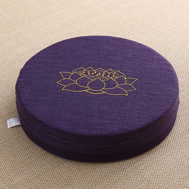 Lotus Embroidery Cotton Linen Meditation Seat Cushion - Soft - 40cm*10cm - Indigo - image 13