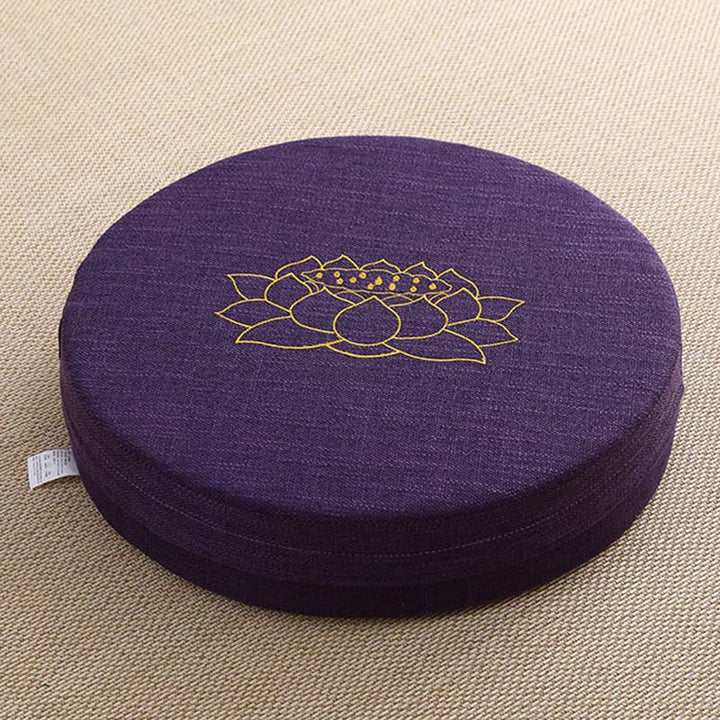 Lotus Embroidery Cotton Linen Meditation Seat Cushion - Soft - 40cm*10cm - Indigo - image 13