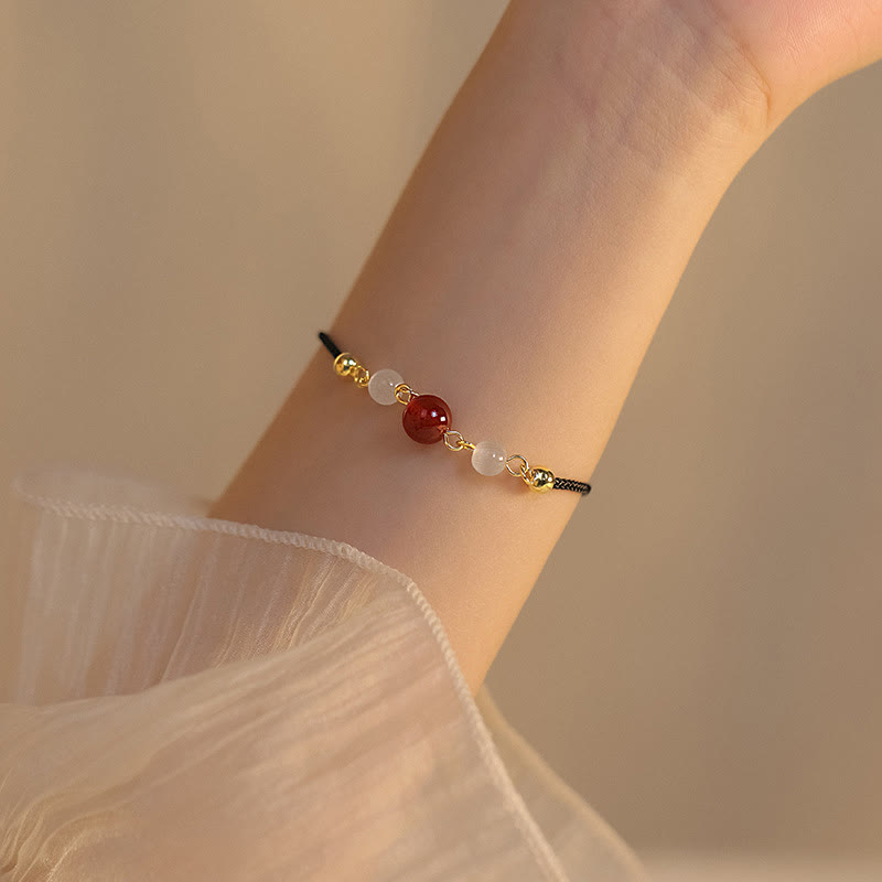 Buddha Stones Red Agate Cat Eye Braided String Confidence Bracelet - Red Agate&Black String(Bracelet Size 15+5cm) - image 6