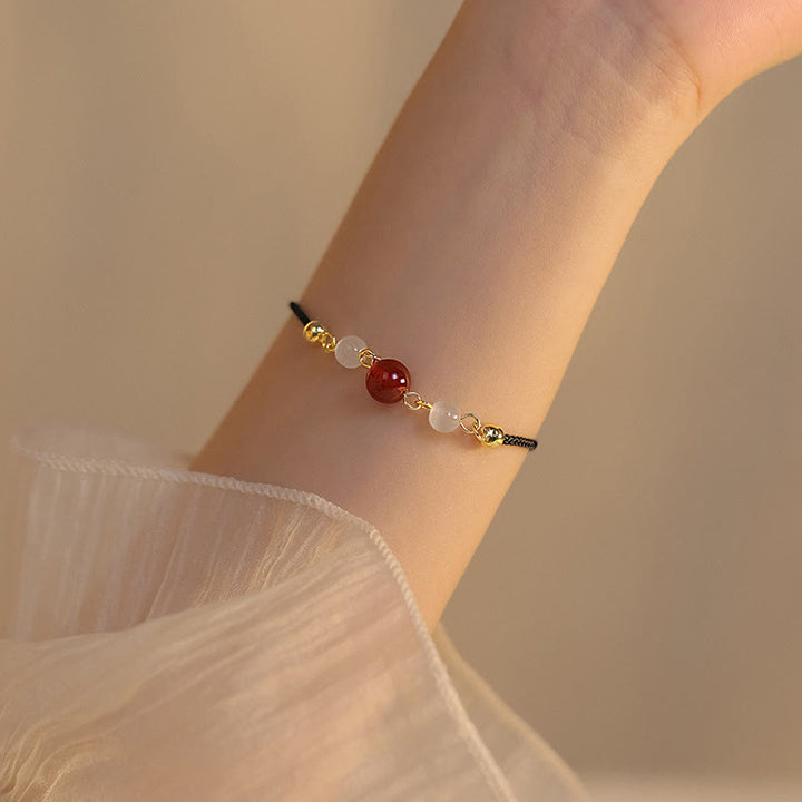 Buddha Stones Red Agate Cat Eye Braided String Confidence Bracelet - Red Agate&Black String(Bracelet Size 15+5cm) - image 6