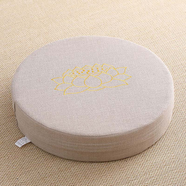 Lotus Embroidery Cotton Linen Meditation Seat Cushion - Soft - 40cm*10cm - Seashell - image 8