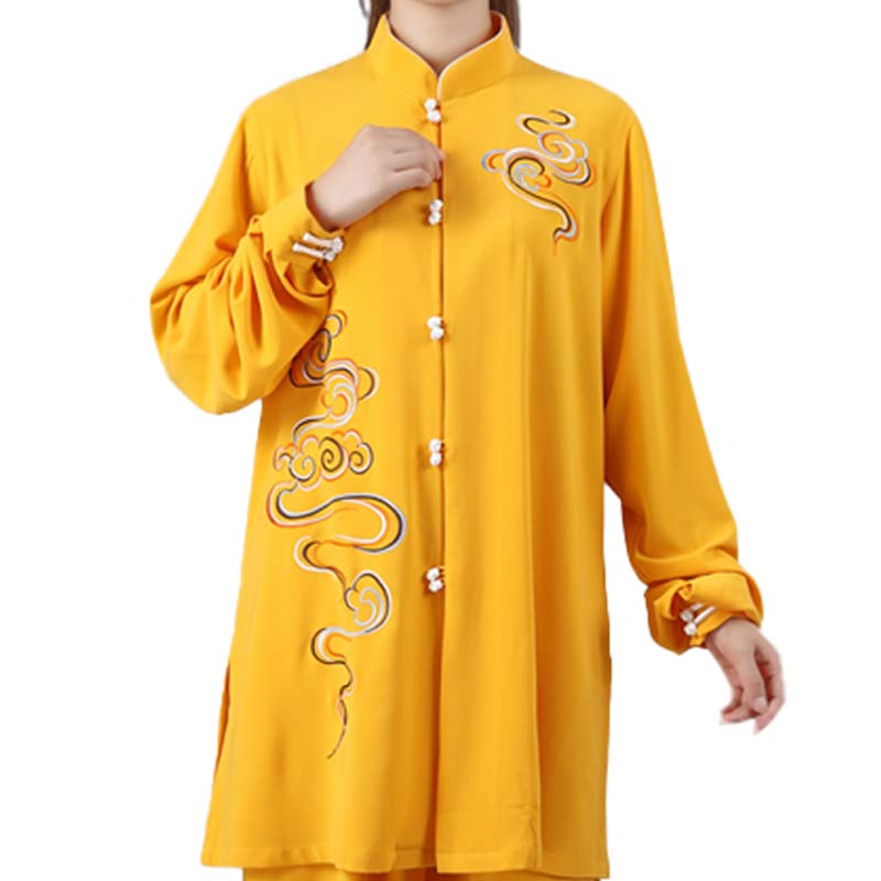 Auspicious Clouds Embroidery Meditation Prayer Spiritual Zen Tai Chi Qigong Practice Unisex Clothing Set - image 16