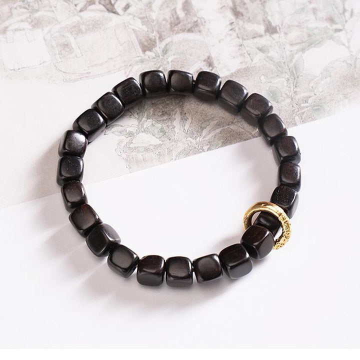 Buddha Stones Tibetan Ebony Wood Dzi Bead Balance Calm Bracelet