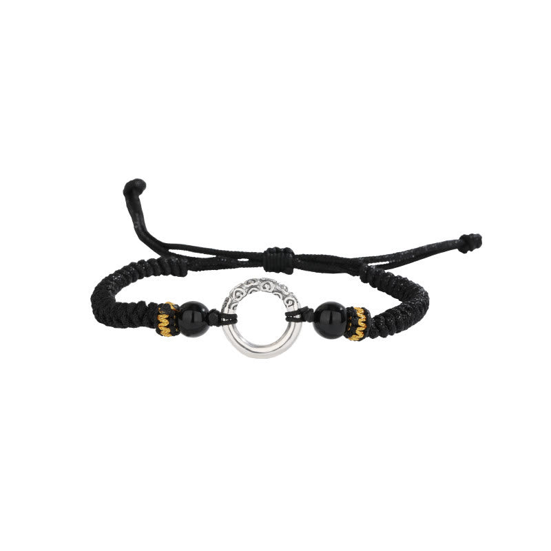 Buddha Stones 925 Sterling Silver Peace Buckle Auspicious Clouds Fortune Braided Bracelet - image 4