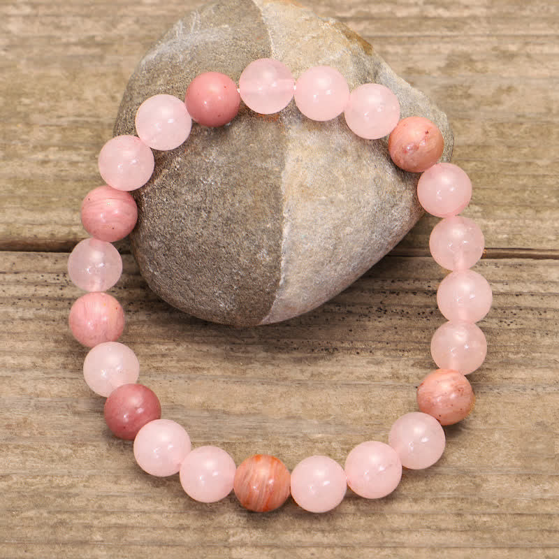 108 Mala Beads Pink Crystal Love Tassel Bracelet - image 5