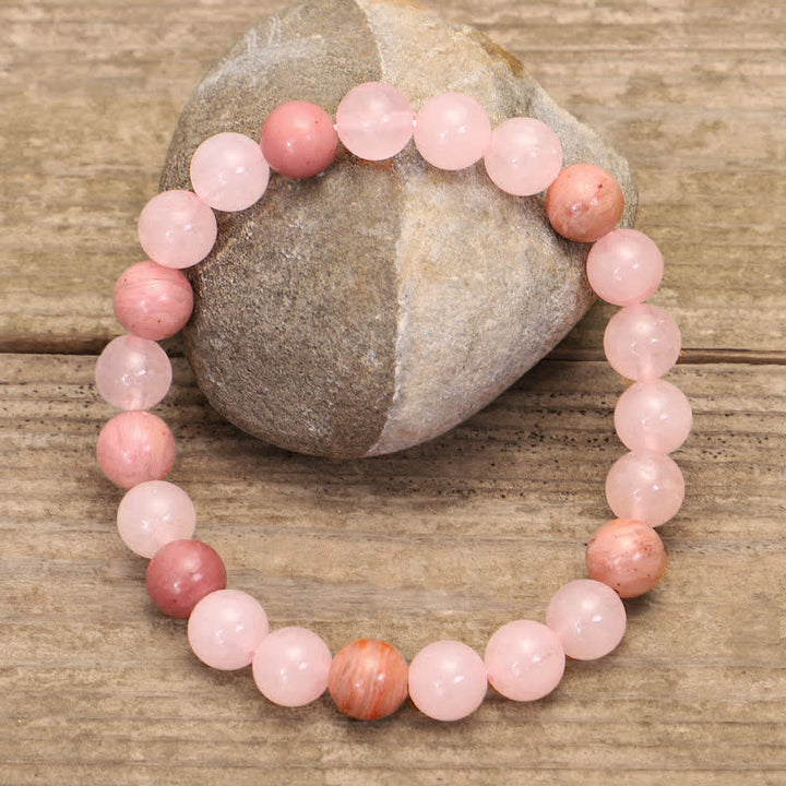 108 Mala Beads Pink Crystal Love Tassel Bracelet - image 5