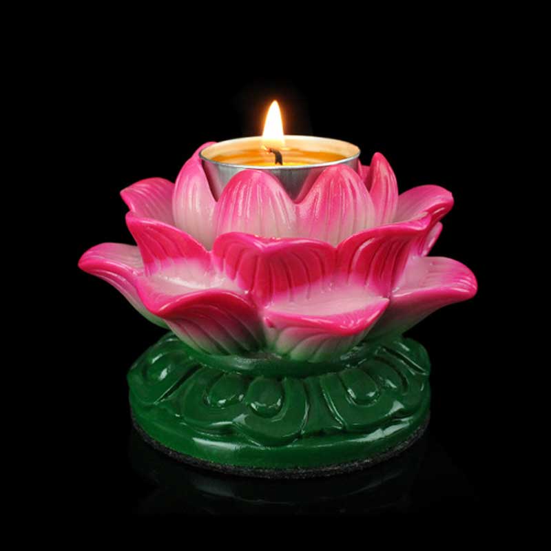 Meditation Prayer Altar Lotus Flower Candle Holder Buddhist Temple Rituals Use Items - image 0