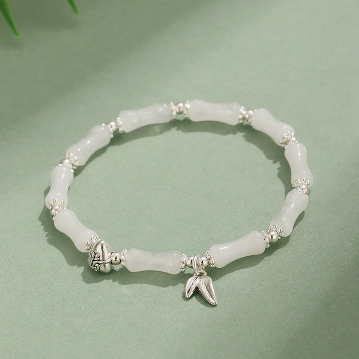 Buddha Stones Peridot White Jade Strawberry Quartz Green Aventurine Bamboo Fu Character Luck Bracelet