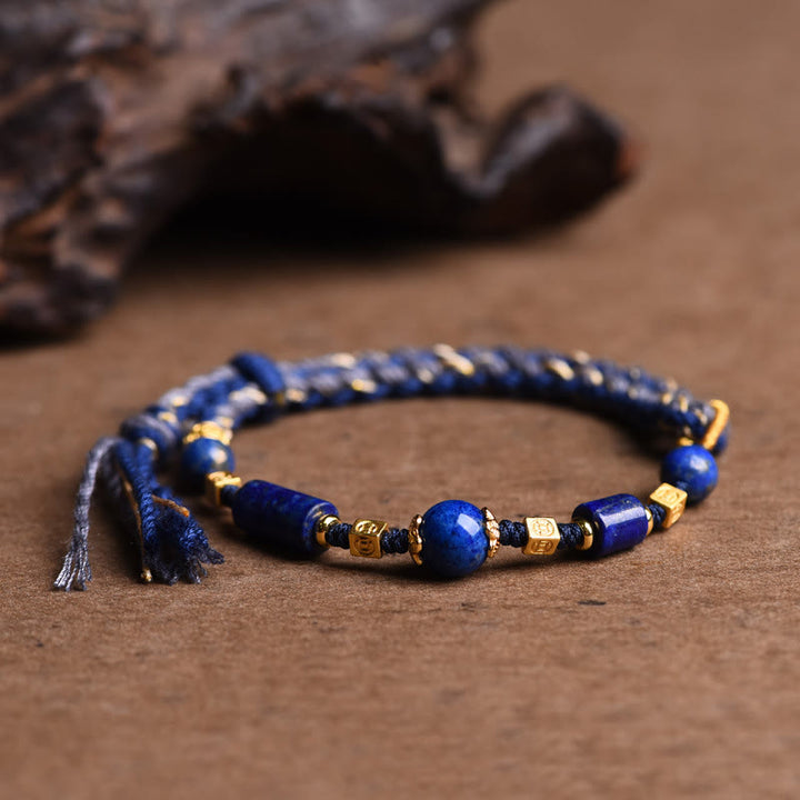 Buddha Stones Handmade Natural Lazurite Lapis Lazuli Bead Positive Rope Bracelet - image 4