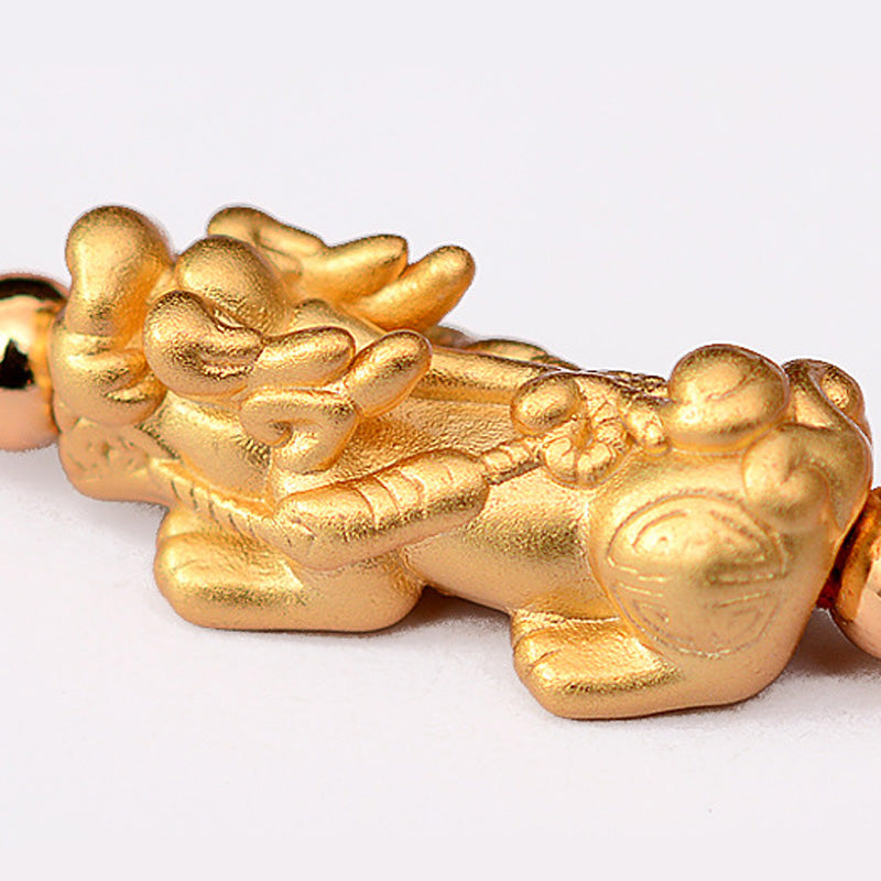 Buddha Stones 24K Gold-Plated PiXiu Luck Red String Bracelet - image 5