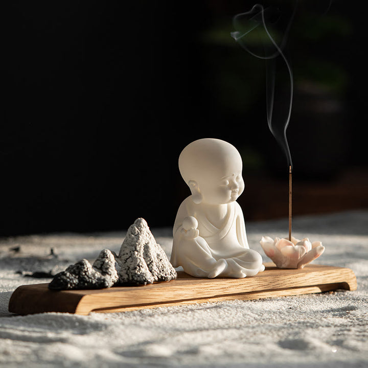 Buddha Stones Lotus Flower Tathagata Kwan Yin Avalokitesvara Ksitigarbha Meditation Ceramic Stick Incense Burner Decoration - image 12