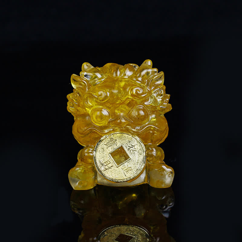 Buddha Stones Handmade Cute PiXiu Gold Coin Crystal Fengshui Energy Wealth Fortune Home Decoration - image 1