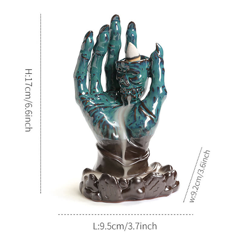 Buddha Stones Halloween Ghost Hand Skull Head Ceramic Peace Healing Incense Burner Decoration - image 15