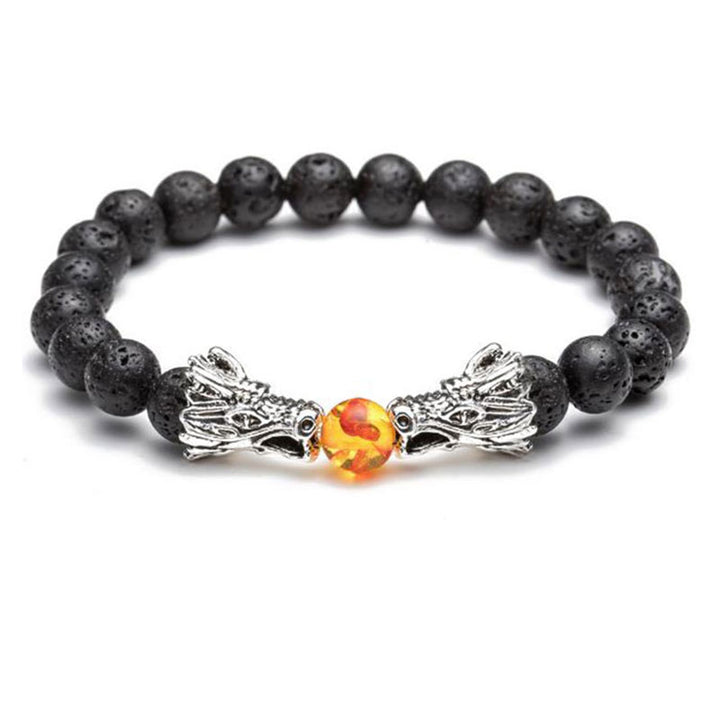Buddha Stones White Turquoise Lava Rock Dragon Blessing Beaded Bracelet - image 6