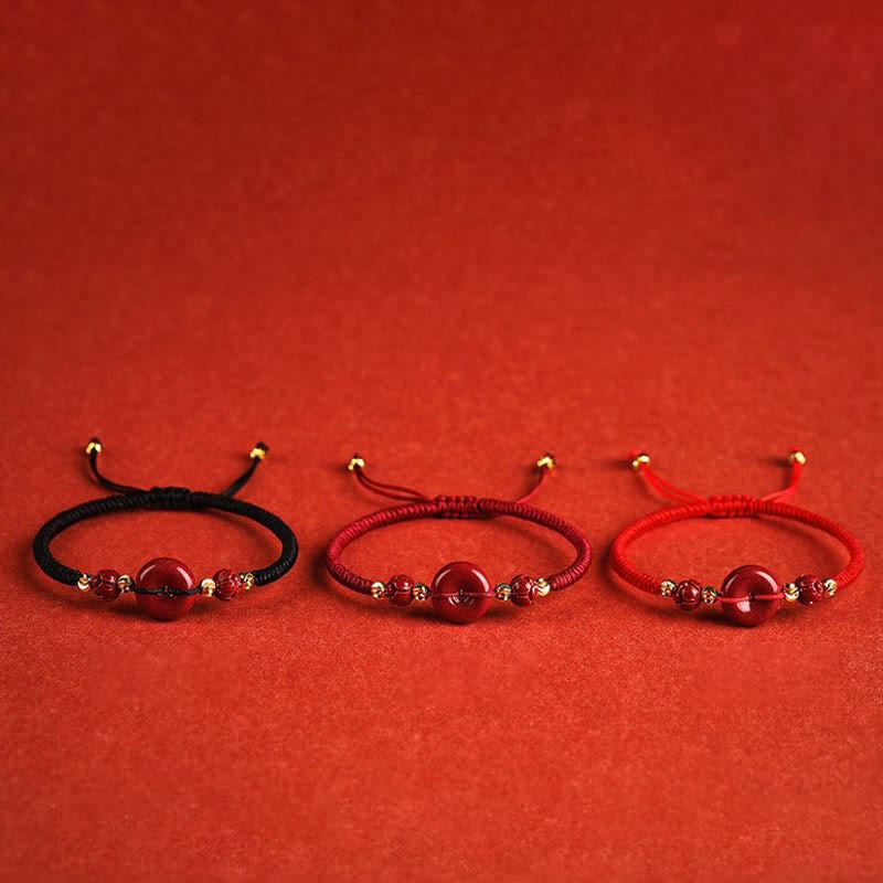 Buddha Stones Handmade Lotus Cinnabar Peace Buckle Blessing Braid Bracelet - image 19