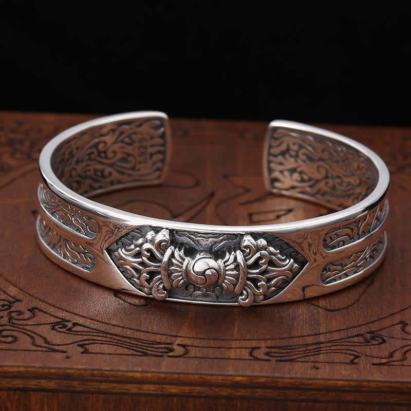 925 Sterling Silver Vajra Dorje Engraved Spiritual Power Bracelet Bangle - image 3