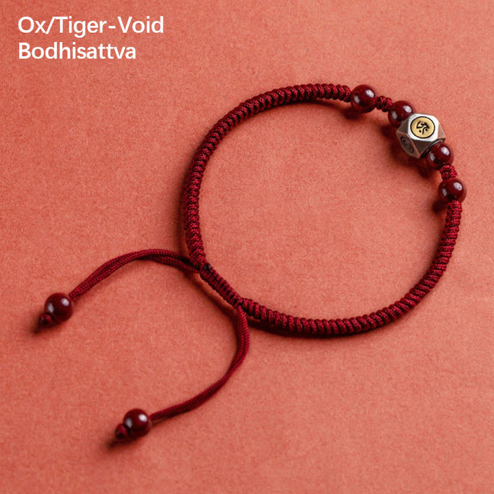Buddha Stones 925 Sterling Silver Chinese Zodiac Natal Buddha Cinnabar Calm Bracelet - Ox/Tiger-Void Bodhisattva - Red(Wrist Circumference 14-18cm) - image 7