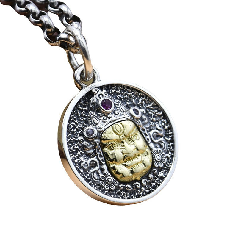 Buddha Stones 925 Sterling Silver Zakiram Goddess of Wealth Dorje Vajra Spiritual Necklace Pendant - image 6