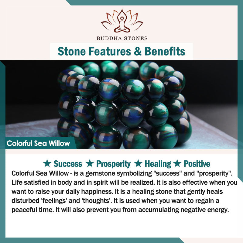 Buddha Stones Colorful Sea Willow Color Change PiXiu Positive Healing Bracelet