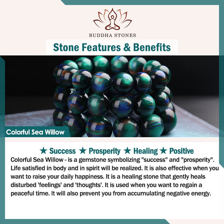 Buddha Stones Colorful Sea Willow Color Change PiXiu Positive Healing Bracelet