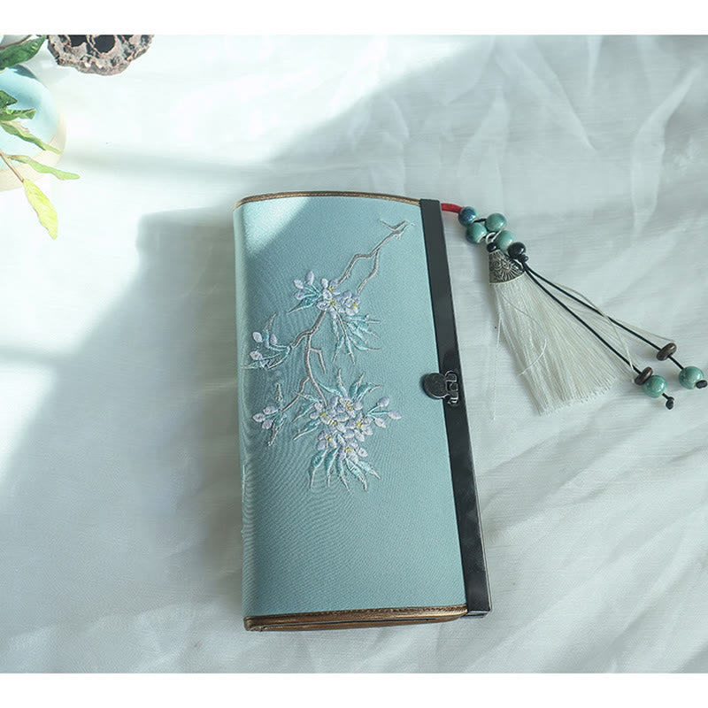Flower Plum Peach Blossom Bamboo Double-sided Embroidery Large Capacity Cash Holder Wallet Shopping Purse - image 15