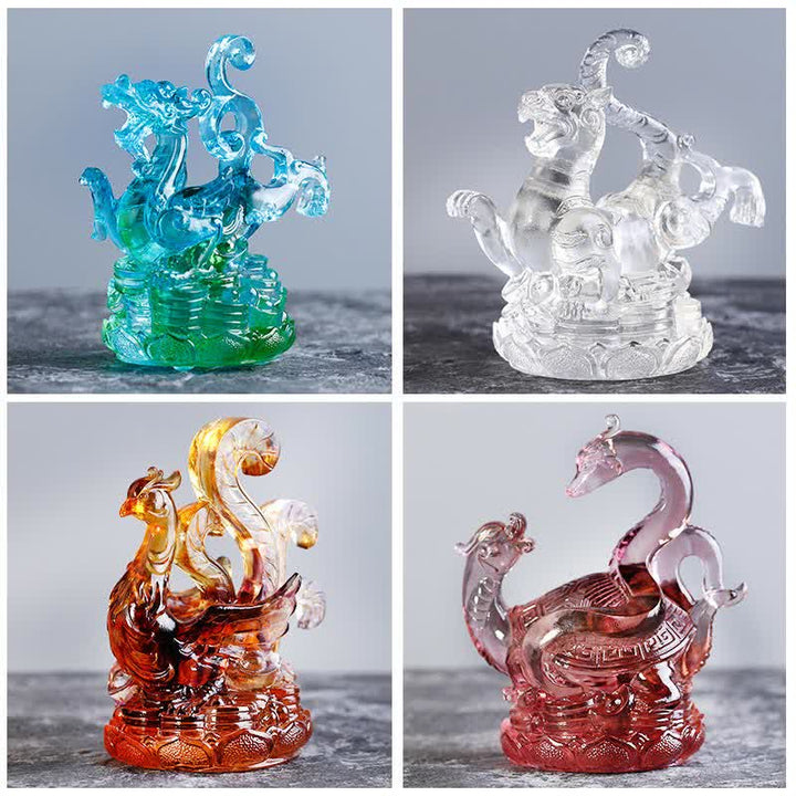 Buddha Stones Feng Shui Four Symbols Azure Dragon Handmade Liuli Crystal Art Piece Home Office Decoration - image 1