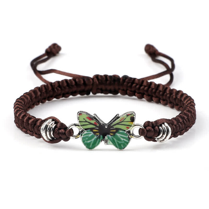 Buddha Stones Butterfly Freedom Love String Charm Bracelet - Brown-Green Butterfly - image 14