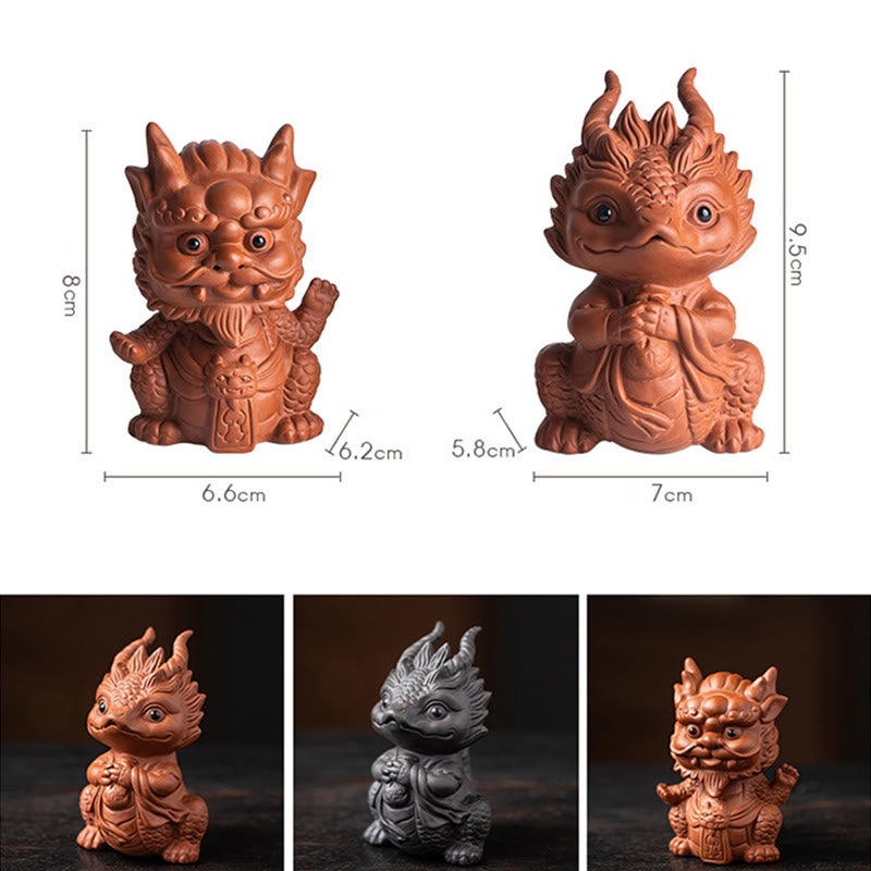 Buddha Stones Luck Dragon Wealth Tea Pet Purple Clay Figurine Decoration - image 19