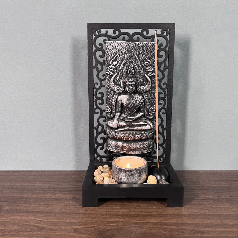 Buddha Stones Buddha Compassion Serenity Home Resin Prayer Altar Decoration - Prayer Buddha 12.4*23.2cm - image 7