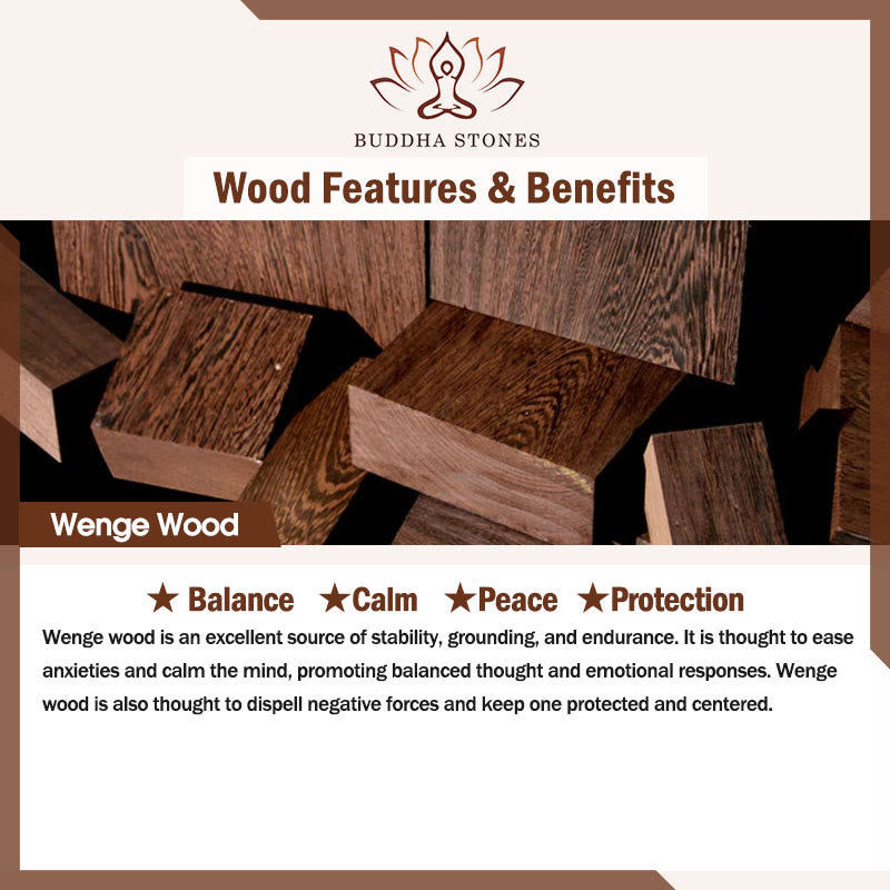 Buddha Stones Wenge Wood Peace Buckle Balance Tranquility Pendant Necklace - image 5