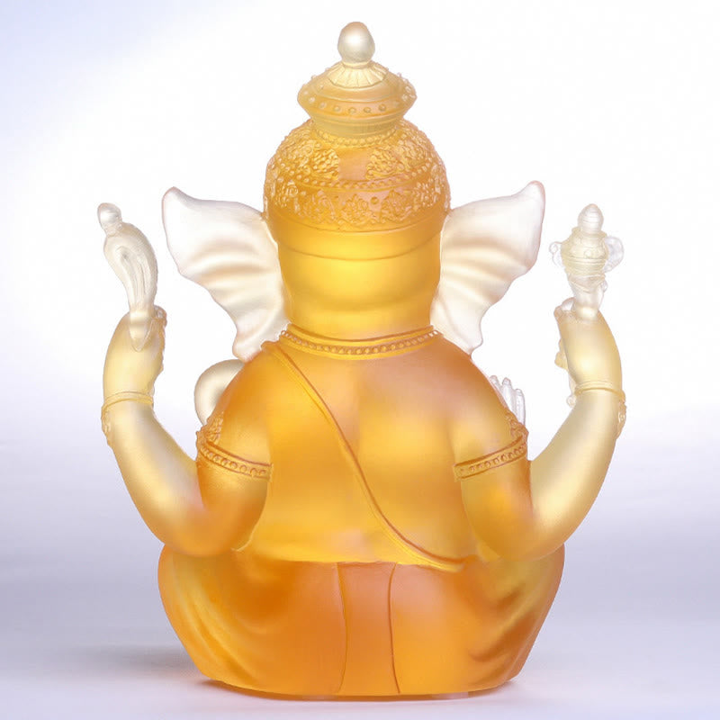 Buddha Stones Handmade Ganesh Ganpati Elephant Figurine Liuli Crystal Art Piece Protection Statue Home Decoration - image 3